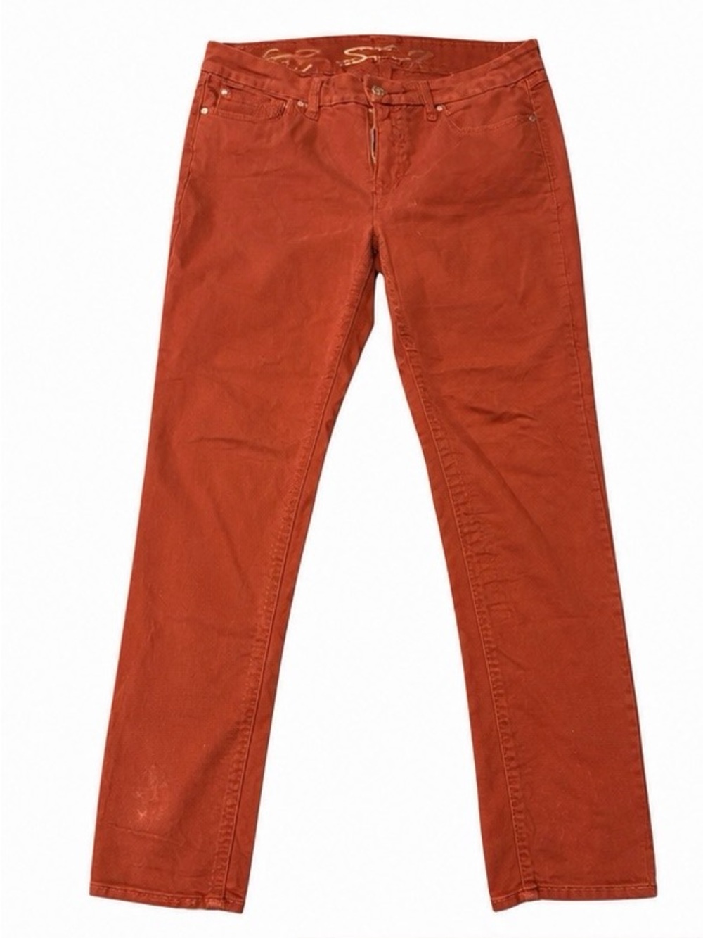 Seven7 Women's Straight-Leg Jeans in Rust Orange